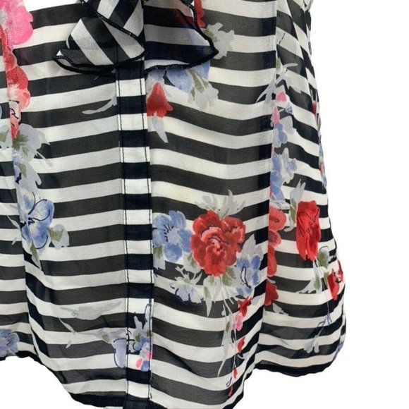 Xhilaration Tank Blouse Mixed Print Stripe Floral - Picture 4 of 10